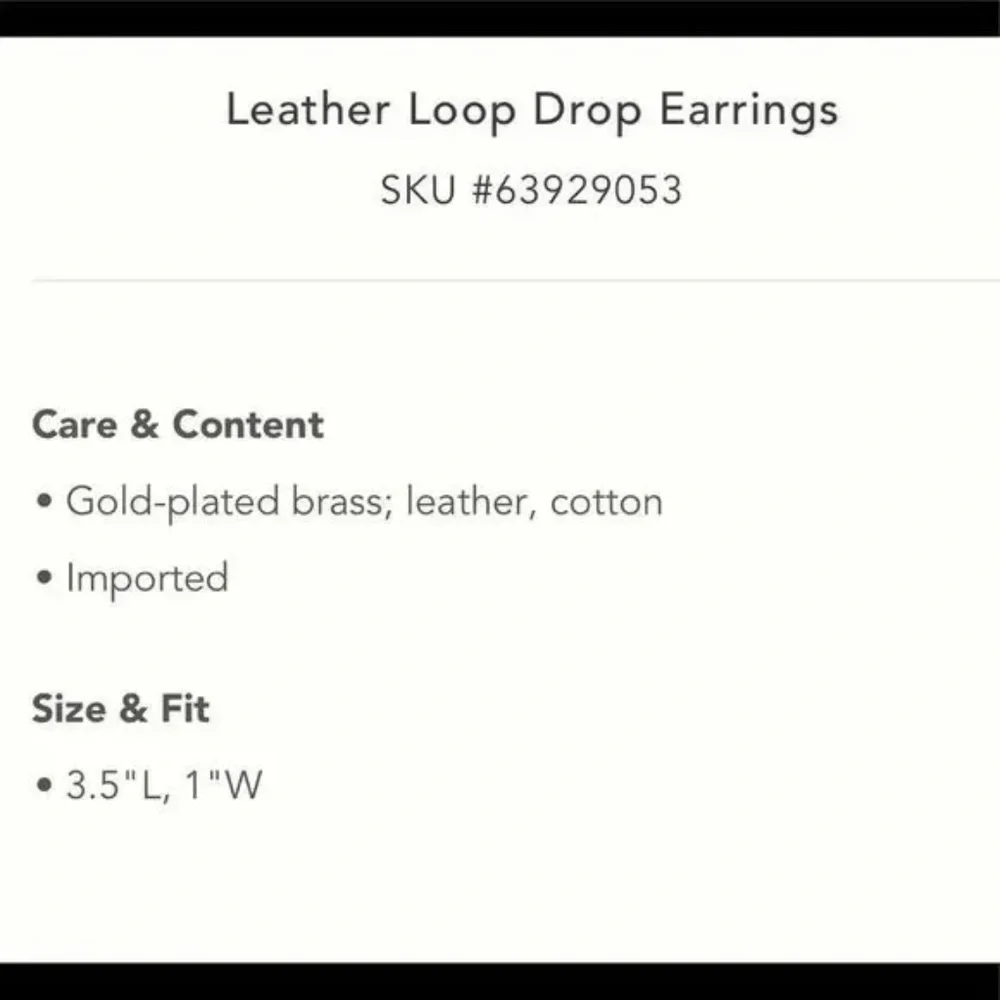 Anthropologie Leather Loop Drop Earrings New